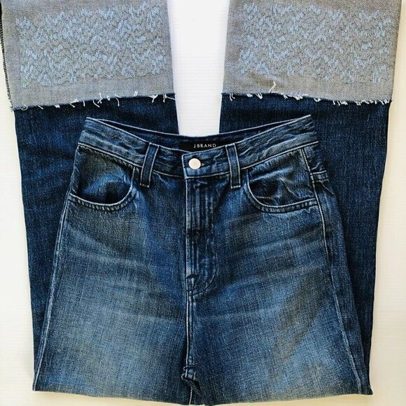 J Brand Denim - J Brand Womens Denim Joan High Waist Crop Wide Leg Jeans Size 25 Blue JB001576